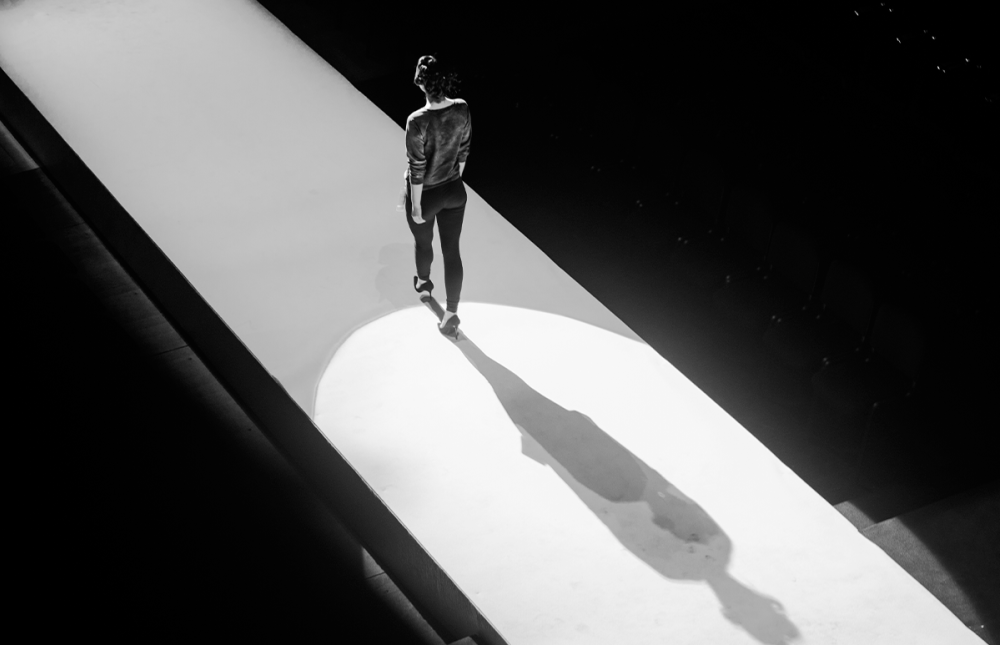 Someone walking on a cat walk