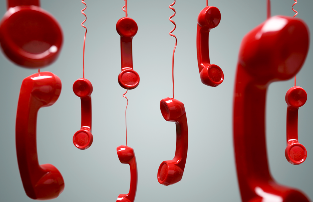 Hanging red phones