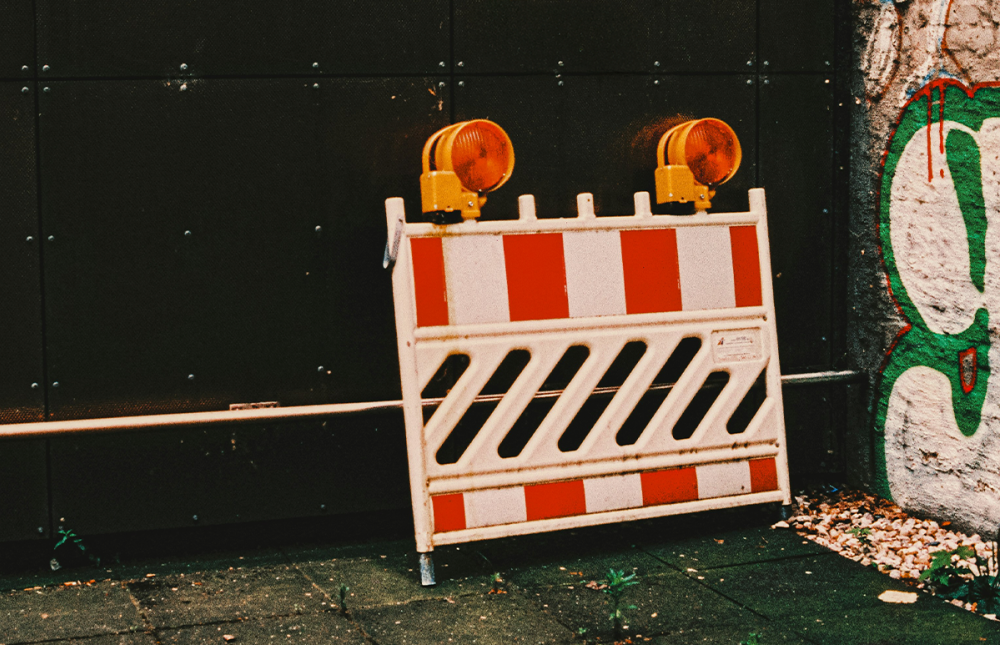 Barricade with orange lights
