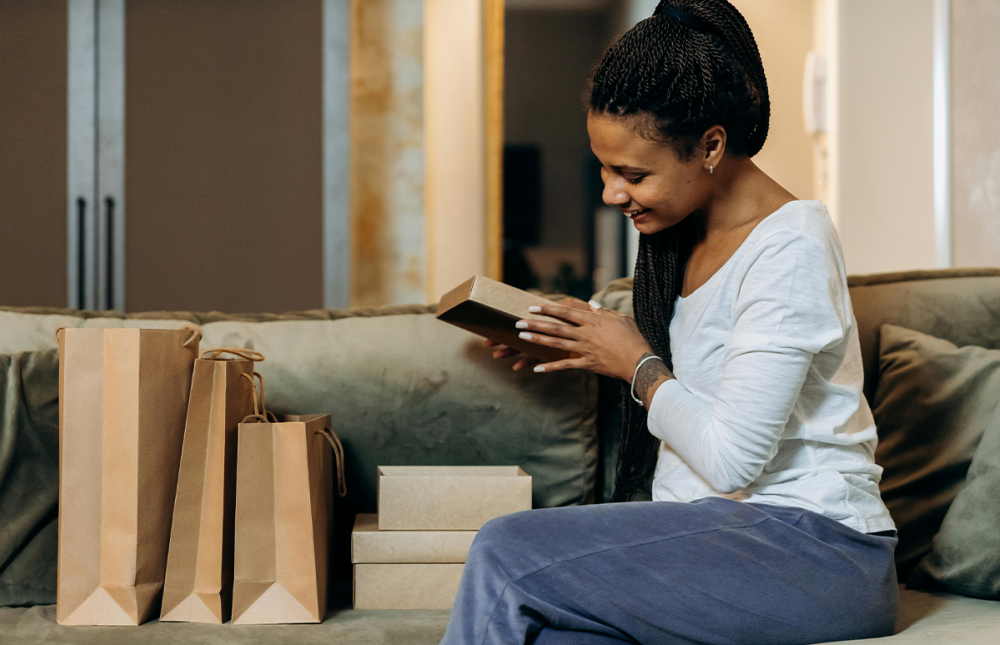 Women opening packages