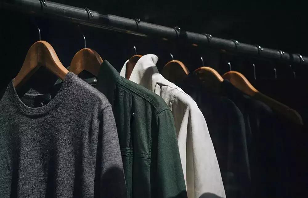 Clothing hanging on rack
