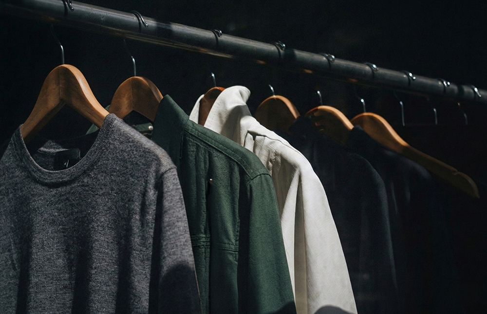 Clothing hanging on rack