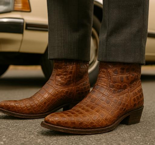 brown snake skin boots